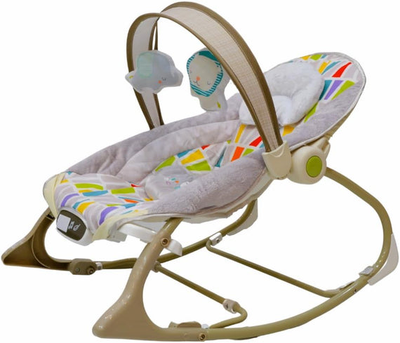 29288 Baby Rocking Chair With Music With Velvet Headrest And Can Be Used As A Bed Beige On Charcoal