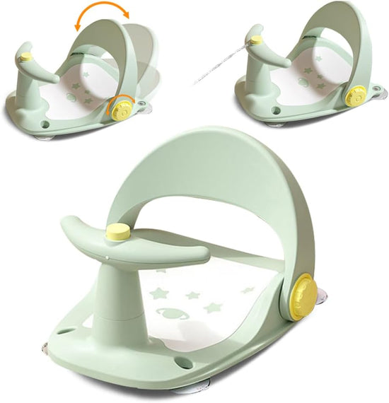 DMG Baby Bath Seat, Adjustable Backrest Support, Baby Bathtub Bath Seat, Infant Bath Seat with Non-Slip Soft Mat, Bath Seat for Baby 6-36 Months with 4 Secure Suction Cups