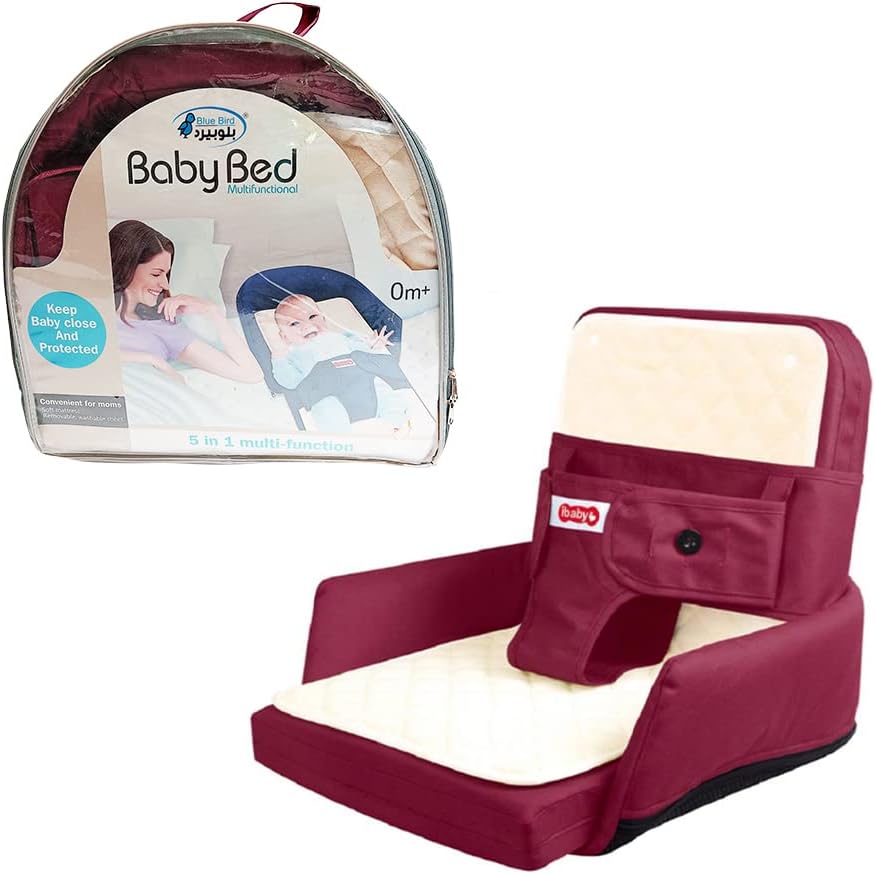Bluebird iBaby 5 In1 Baby New Born Multifunction Infantile Crib Bed Booster Seats Cushion Pad Highchair Harness Safety Seat Belt (Red)