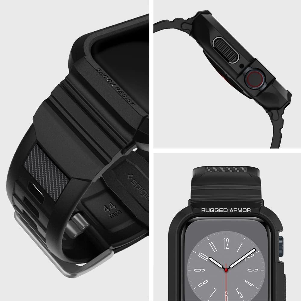 Spigen Rugged Armor PRO designed for Apple Watch Band with Case for Series 9/8/7 (45mm) and Series SE2/6/SE/5/4 (44mm)