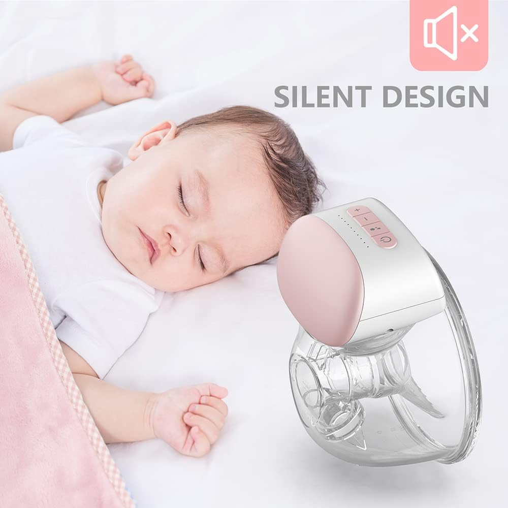 Morelian Wearable Electric Breast Pump Hands Free Portable Breast Cup 8oz/240ml BPA-free 3 Modes 10 Suction Levels with 24mm Flange + 1pcs Bra Adjustment Buckles + 10pcs Breastmilk Storage Bags