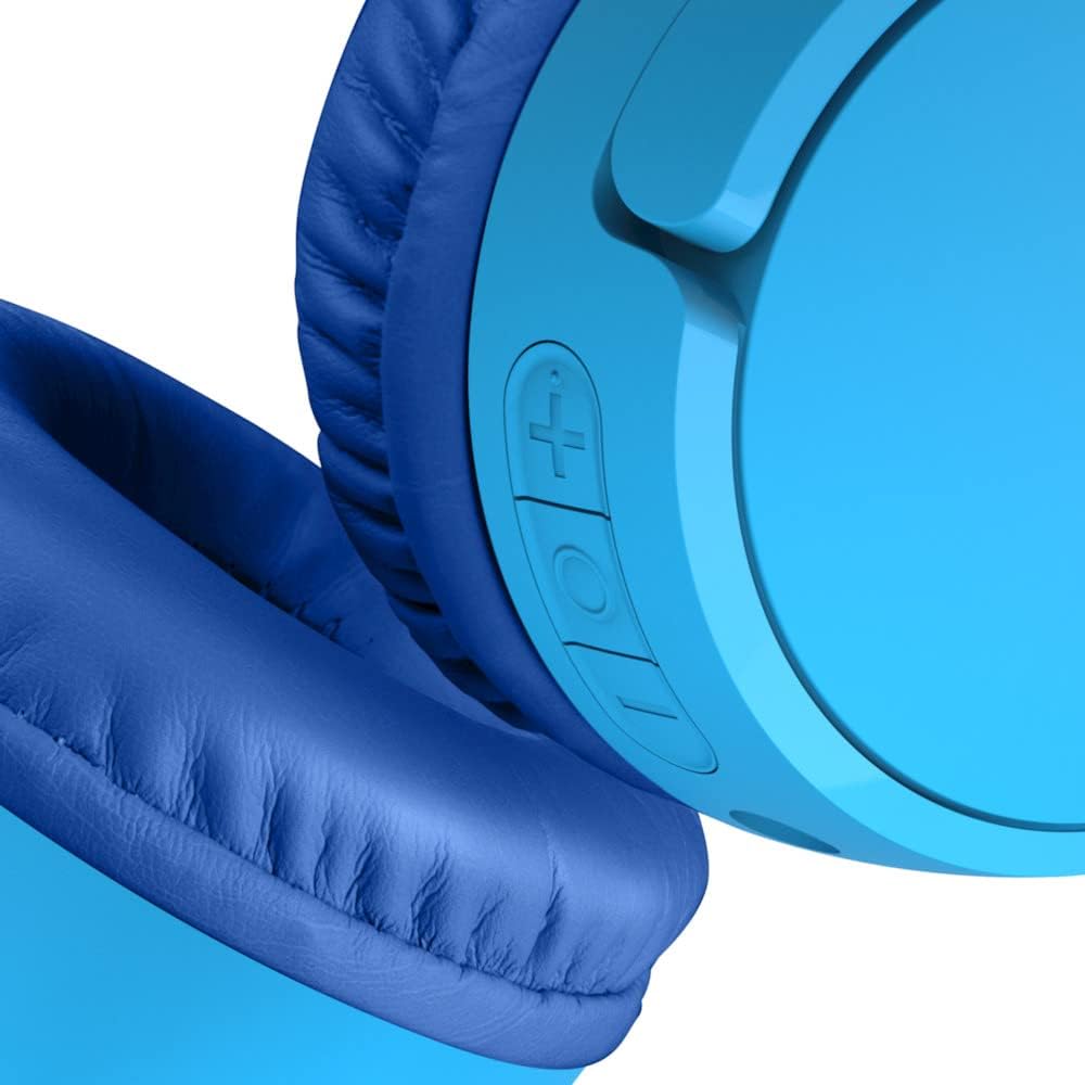 Belkin SoundForm Mini Kids Wireless Headphones with Built in Microphone, On Ear Headsets Girls and Boys For Online Learning, School, Travel Compatible with iPhones, iPads, Galaxy and more - Blue