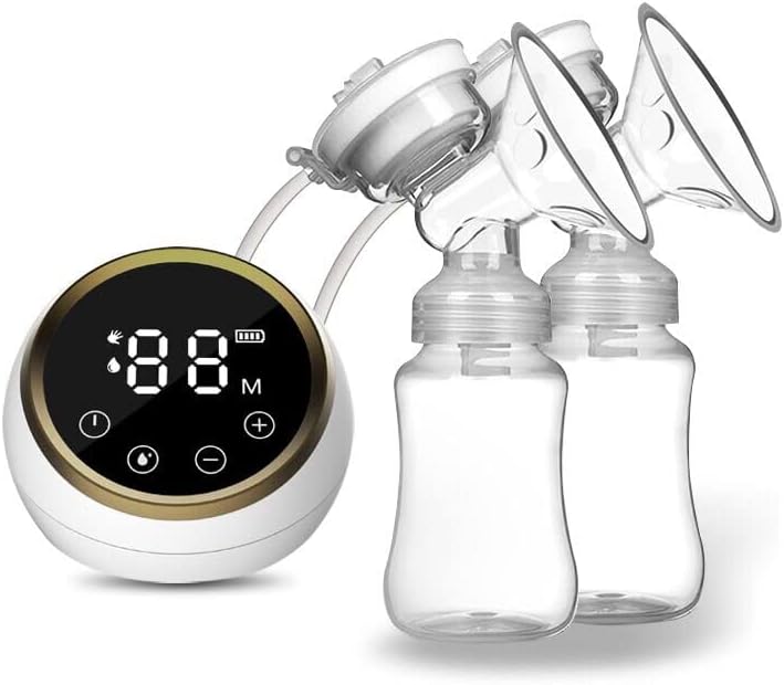 Double Electric Breast Pump, ALMEKAQUZ Safe Baby Breastfeeding Pacifier Bottle Suction Massage Pump Kit with 3 Modes 9 Levels, Quiet and Rechargeable Breast Pump for Home Travel Working