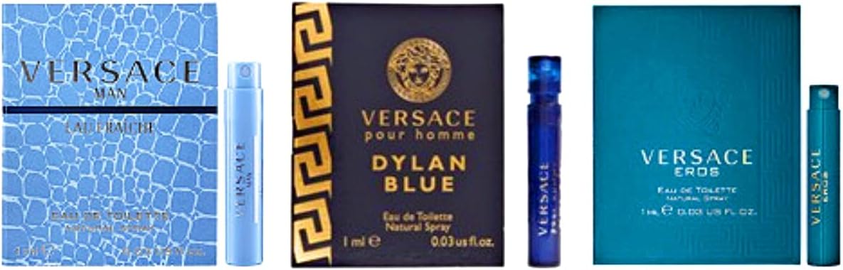 VERSACE for Men Fragrance Sample Trio - Pour Homme, Man Eau Fraiche, & Eros