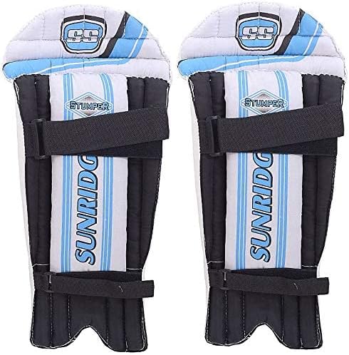 Ss Sunridges Stumper Cricket Wicket Keeping Leg Guards, 1 Pair - White [10050034], White, 22 Inch