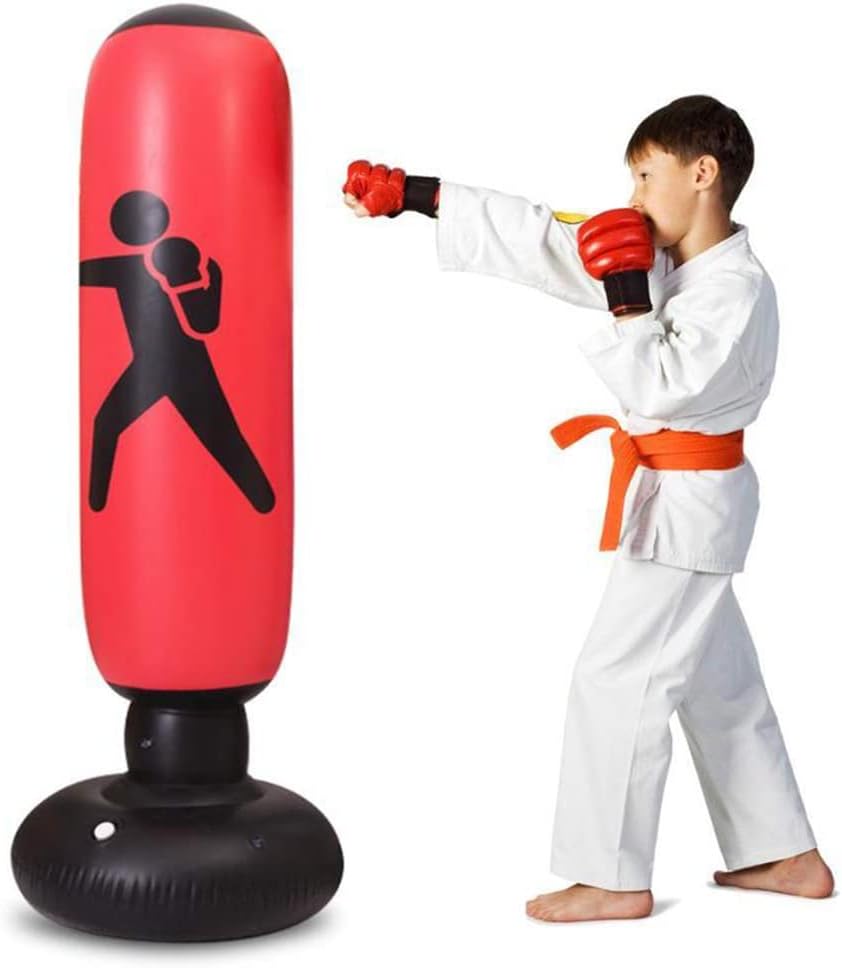 Arabest Inflatable Punching Bag, 160cm Kids Punching Bag, Free Standing Punching Bag for Kids and Adults, Inflatable Boxing Bag for Karate, Taekwondo, Decompression Kick Speed Training
