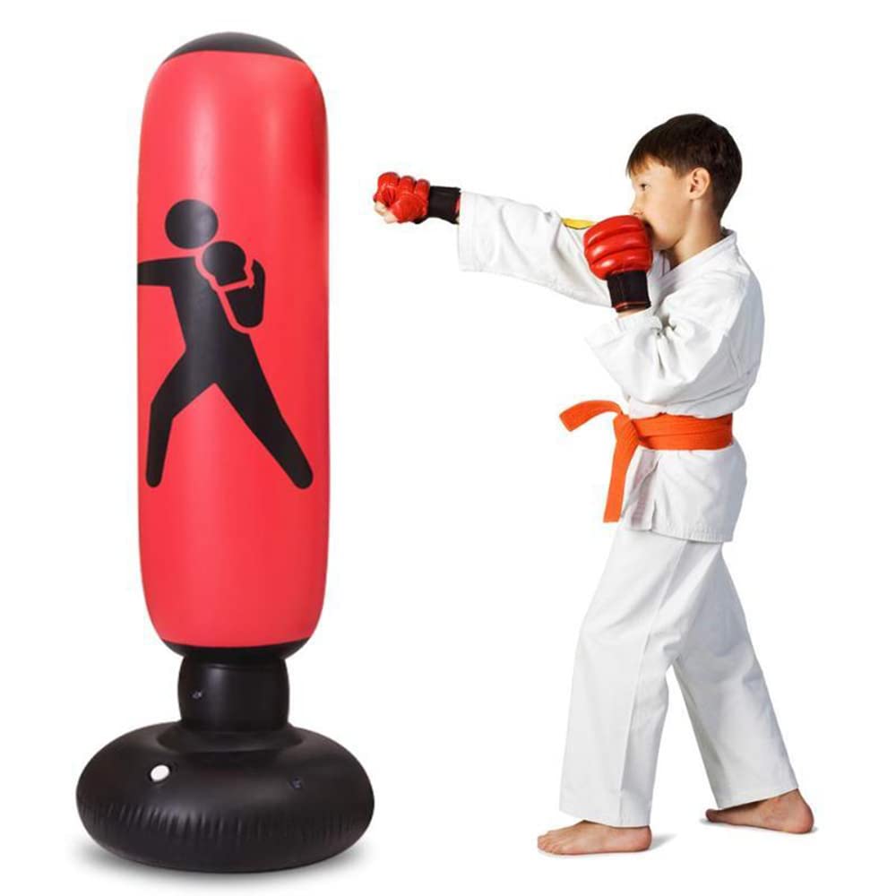 Arabest Inflatable Punching Bag, 160cm Kids Punching Bag, Free Standing Punching Bag for Kids and Adults, Inflatable Boxing Bag for Karate, Taekwondo, Decompression Kick Speed Training