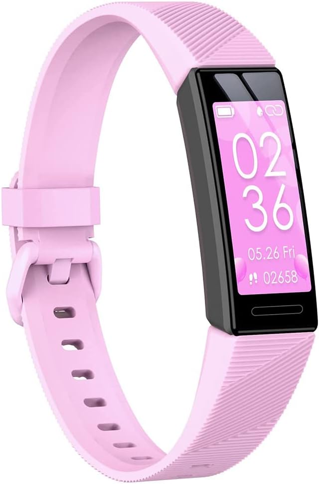 DMG Fitness Tracker Watch for Kids, IP68 Waterproof Activity Tracker, Heart Rate Sleep Monitor, 11 Sport Modes Calorie Step Counter with Alarm Clock and Reminder,Gift for Boys Girls Teens (pink)