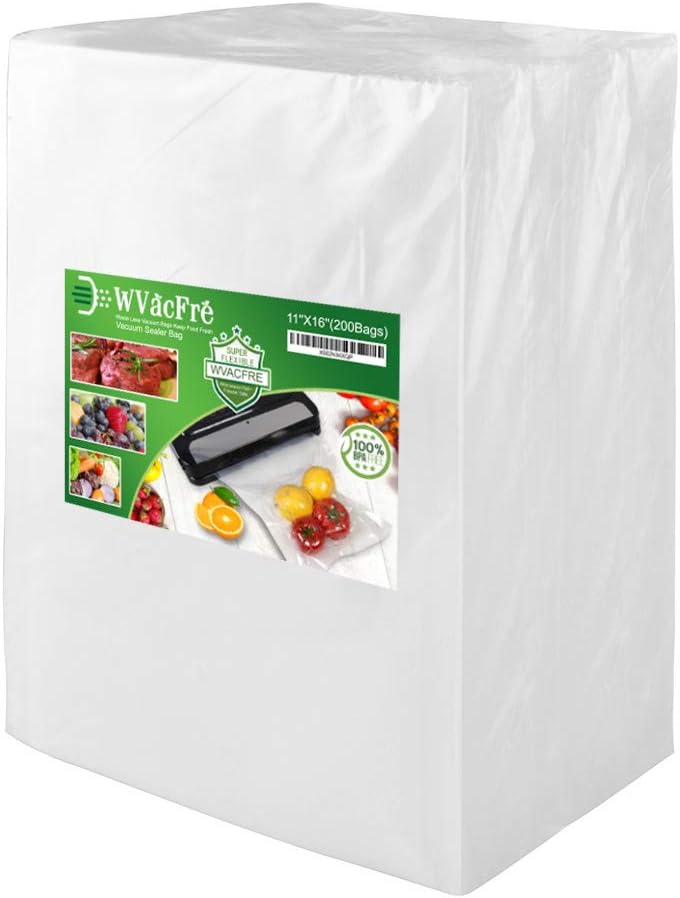 WVacFre 200 Gallon Size 8x12Inch Vacuum Sealer Freezer Bags with Commercial Grade,BPA Free,Heavy Duty,Great for Food Vac Storage or Sous Vide Cooking