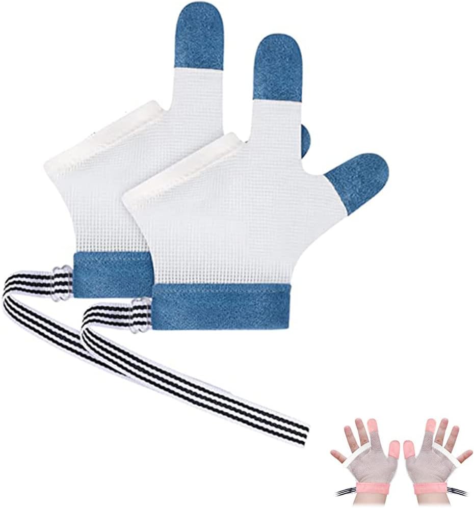 ULHYC Anti-Baby Thumb-Sucking, Anti-Finger-Eating, Anti-Face-Scratching, Finger-Sucking Treatment Gloves for Baby Kids Infant - Blue