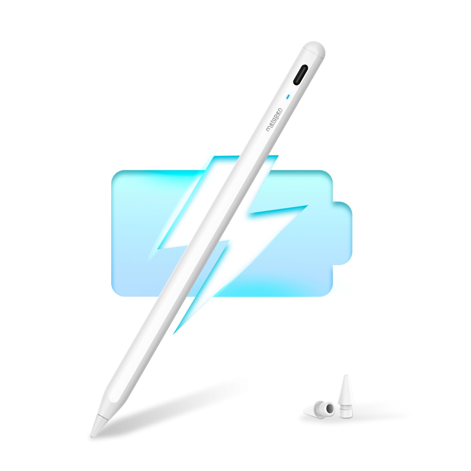 Metapen Pencil A8 for iPad 2018-2022, قلم ايباد (2X Faster Charge), Tilt Sensitivity Apple Stylus Pen, قلم ابل لجهاز ايباد G6/7/8/9/10 وايباد برو 11 و12.9 انش وايباد اير G5/4 وايباد ميني G6/5