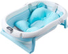 DMG Baby Folding Bathtub, Foldable Baby Bathtub with Temperature Sensing,Portable Safe Shower Basin with Support Pad for Newborn/Infant/Toddler,Sitting Lying Large Safe Bathtub (Blue)
