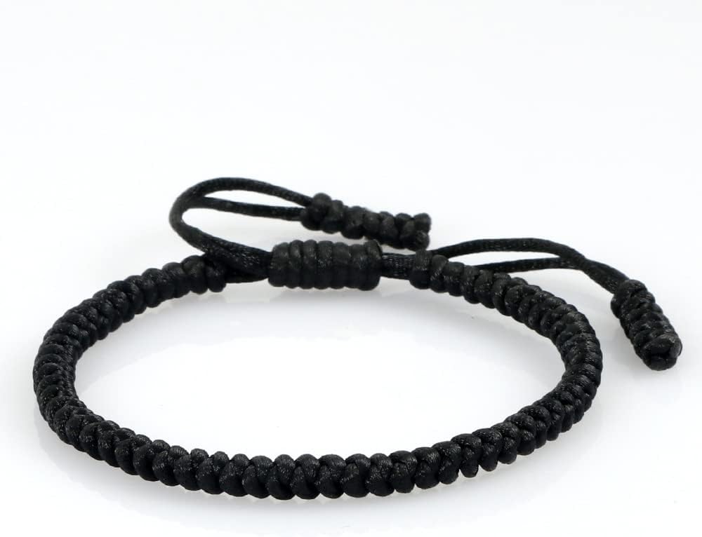 Xspring Rope Bracelet for Men, Adjustable Hand Braided Rope Bracelet, Lucky Black Bracelet for Boys Girls Women Men