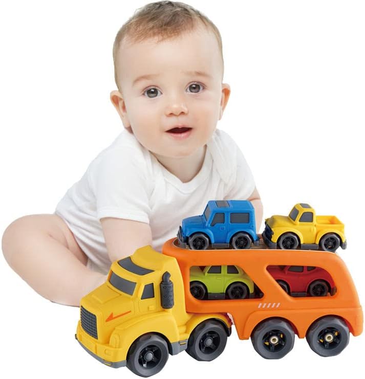 5 in 1 Transport Carrier Truck Toys Set,Toys for 18 Months + Boys and Girls,Friction Powered Car Toys Play Vehicle Toys, birthday Gifts for Boys Girls