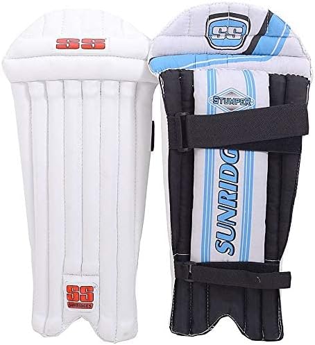 Ss Sunridges Stumper Cricket Wicket Keeping Leg Guards, 1 Pair - White [10050034], White, 22 Inch