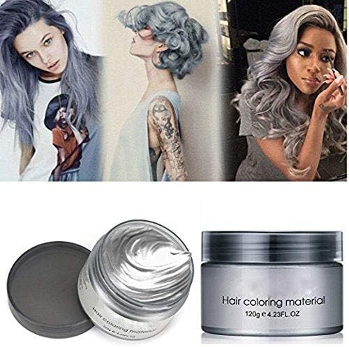 MOFAJANG Hair Coloring Dye Wax, Instant Hair Wax, Temporary Hairstyle Cream 4.23 oz, Hair Pomades, Natural Hairstyle Wax for Men and Women Party Cosplay (Ash Grey)