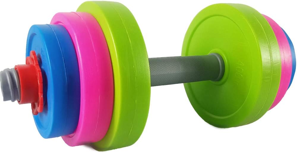 RAINBOW TOYFROG Toys Dumbbells -Kids Workout Equipment Set- Pretend Toddler Gym Stuff Weights for Exercises -Adjustable Dumbbell Fill with Beach Sand or Water