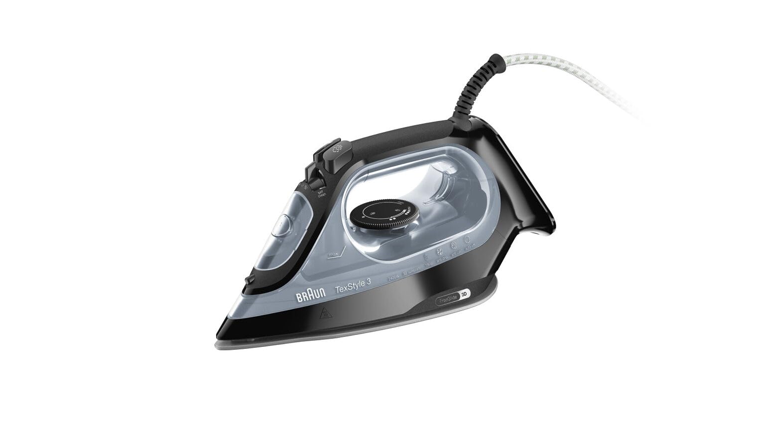 Braun Steam Iron, 2400W, Super Ceramic Soleplate, 180g Steam Shot per Minute, Anti Drip, Self Clean, 270ML Tank Capacity, Auto Off, SI3055BK, Black