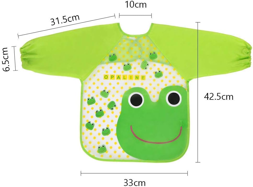 UNIONDIVE Bibs with Sleeves,4 Pcs Waterproof Long Sleeve Bib Unisex Feeding Bibs Apron for Infant Toddler 6 Months to 3 Years Old