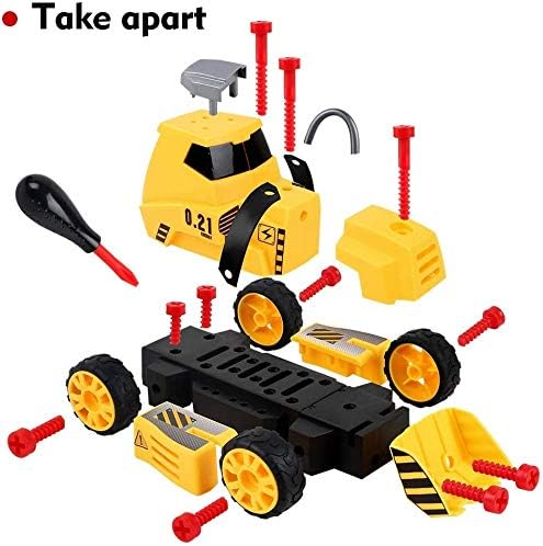 SooFam 7-in-1 DIY Take Apart Truck Car Toys for 3 4 5 6 7 Year Old Boys Girls, Construction Engineering STEM Learning Toys Building Play Set for Kids Children