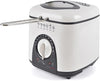 KitchenPerfected 1.0Ltr Compact Deep Fryer / Non-Stick / Thermostat Control / Frying Basket With Removable Handle / Non-Slip Feet / Detachable Lid / Viewing Window - Ivory White - E6010WI