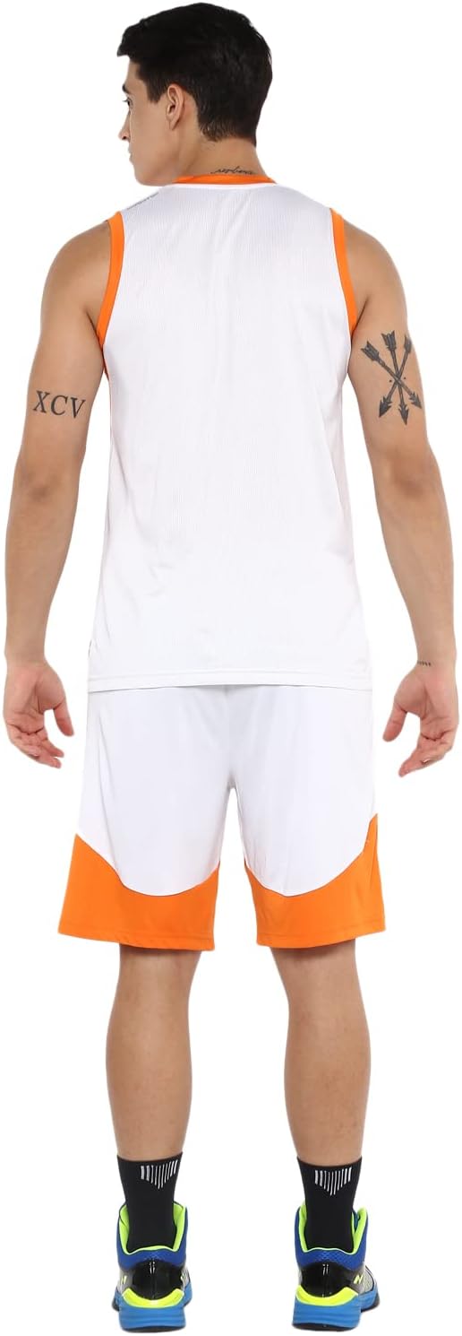 Nivia Phantom Basketball Jersey Set for Men (XS, White/Orange)