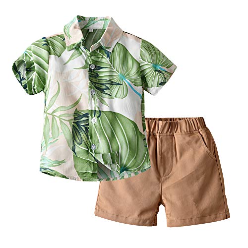 [2024 New Design]Baby Boys Toddler Baby Boys Summer Outfit Floral Beach Shirts (Style2, 80 (9-12 Months))