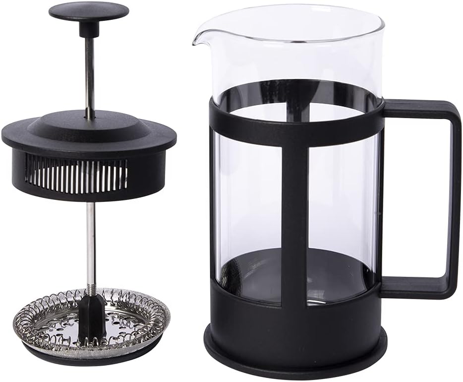 Biggcoffee French Press Fresh Coffee Maker, Stainless Steel Lid, Borosilicate Glass, 350 Ml,Compact Design Speciallly For Coffee Lovers