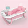 U HOOME Baby Bath Tub, Non-Slip Foldable Children Lying Bathtub Shower Sink with Heat Thermometers and Floating Bath Pillow for Newborn, 0-8 Years Children-Pink with pillow