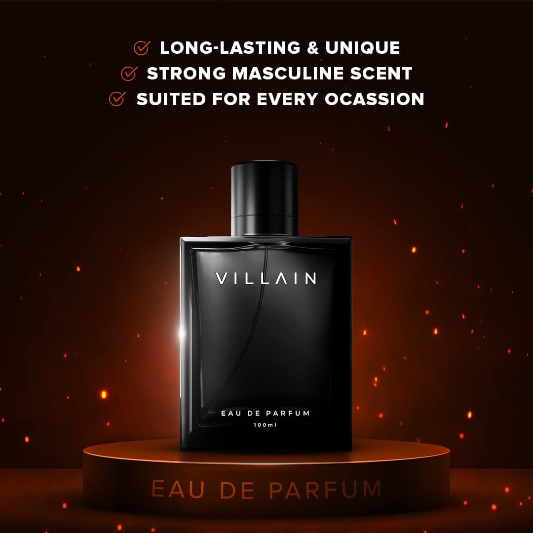 Villain Perfume For Men Fragrance|Eau De Parfume-Long Lasting Perfume for men|Non Pheromone Perfume for Boys|Oud Perfume|Woody & Spicy|Edp Perfume|Fragrance & Perfume-100 ML