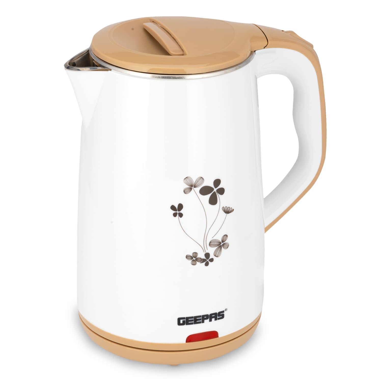 Geepas Double Layer Electric Kettle, Cordless |Stainless Steel Inner, Boil Dry Safety & Auto Shut Off | Heats Up Quickly Easily Boiler For Hot Water, Tea Coffee, White, 1.8L 1500W, GK6138