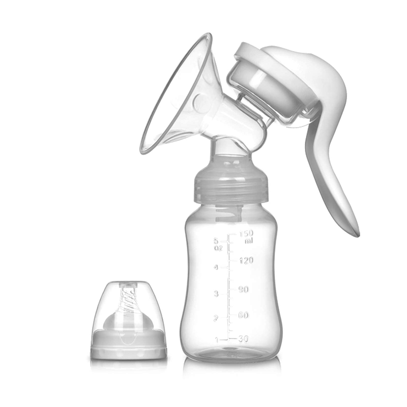 Ergonomic Manual Breast Pump - LOVNOV Single-Handed Manual Breast Pump with Adjustable Suction and Baby Bottle