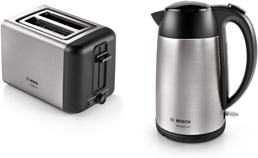 Bosch DesignLine TAT3P420GB 2 Slot Stainless Steel Toaster with variable controls - Silver & Black