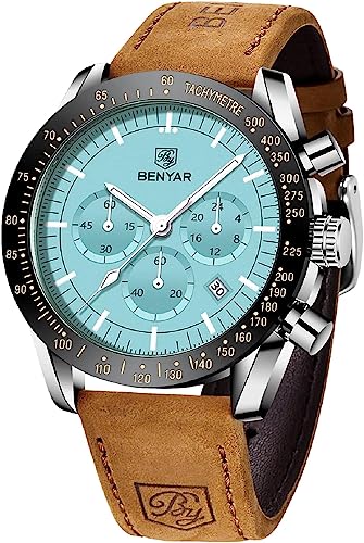 BENYAR Men's Business Watches Designer Fashion Stylish Good-Looking Luxury Men's Quartz Sports Watches Waterproof Tactical Military Casual Watches for Men Date Chronograph