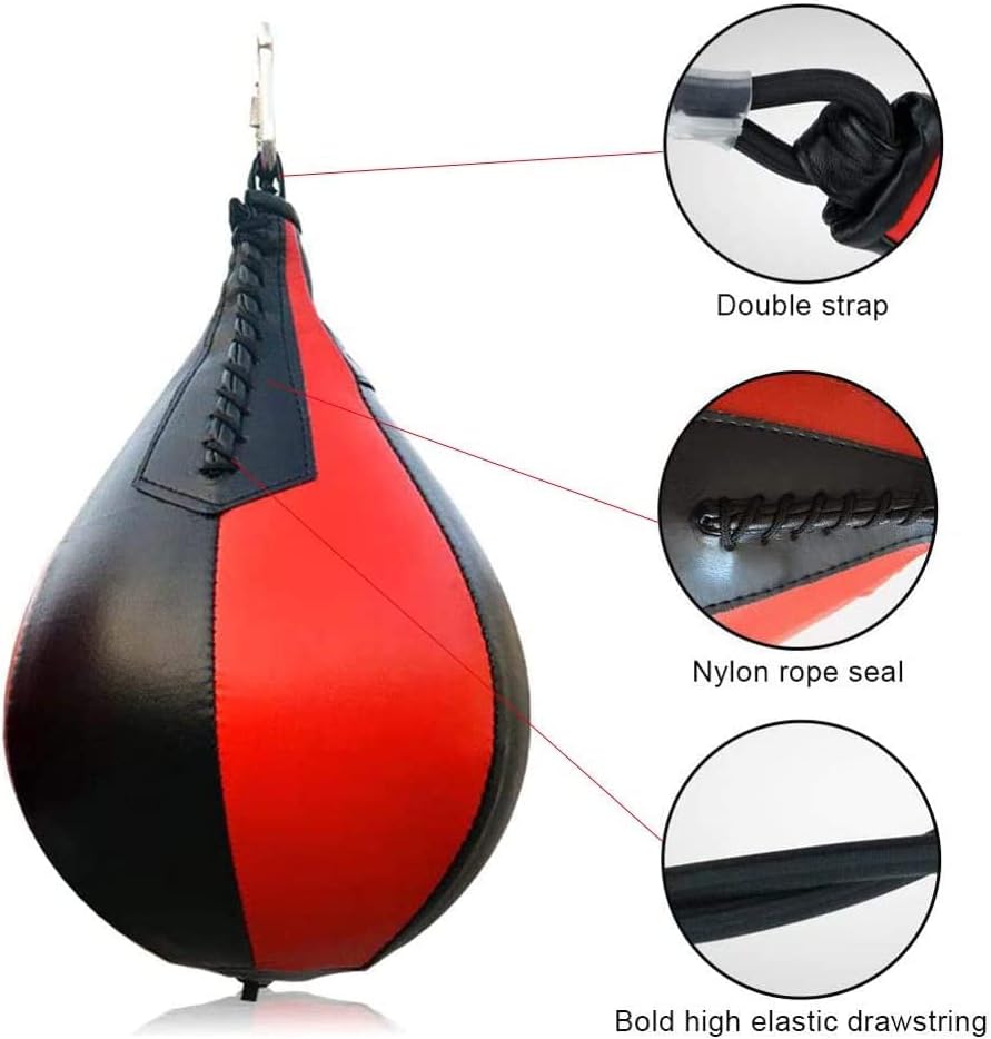 Arabest Punching Bag - Boxing Speed Bag for Adults and Kids, PU Leather Hanging Boxing Bag with Pump and Metal Hook, Speed Punch Bag for MMA, Muay Thai, Fitness Training