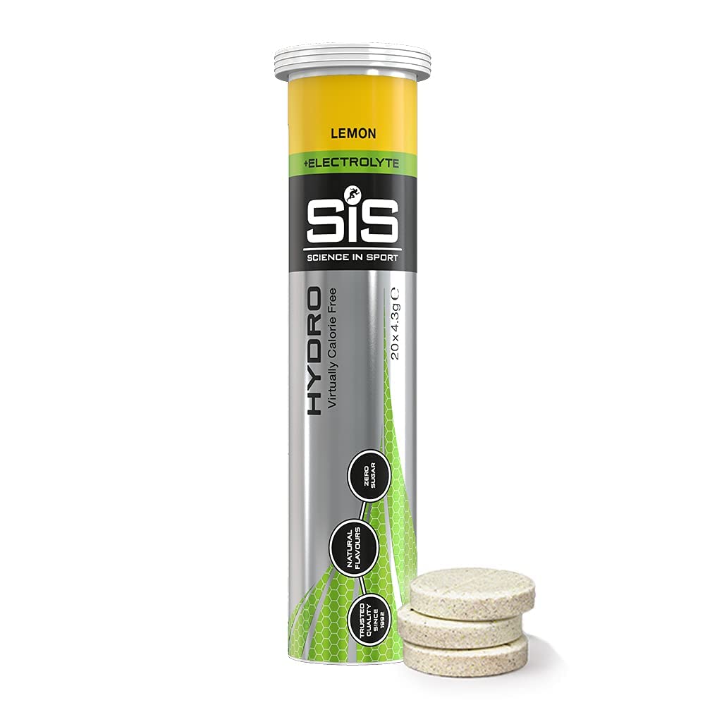 SIS Hydro Electrolyte Drink Tablets, Electrolyte Tabs for Hydration, Enhanced Endurance Sports Drink for Running, Cycling, Triathlon, Lemon - 20 Tablets - 1 Pack