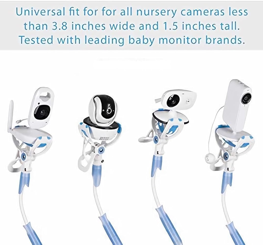 Joyzzz Baby Monitor Mount Shelf, Universal Baby Monitor Crib Holder with Strap, Versatile Twist Mount Without Tools, Baby Camera Stand for Crib Nursery Compatible with Most Baby Monitors