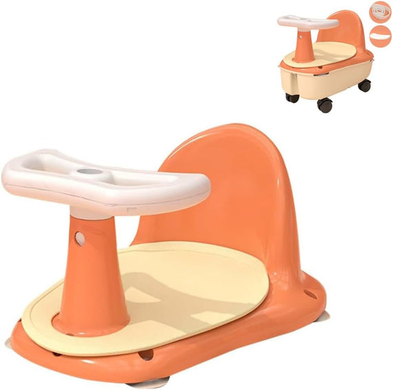 FMQSHOP Baby Bath Seat, 3 in 1 Portable Table Chair, Baby Walker,Multifunctional Storage Seat with PU Soft Seat Cushion and Universal wheel