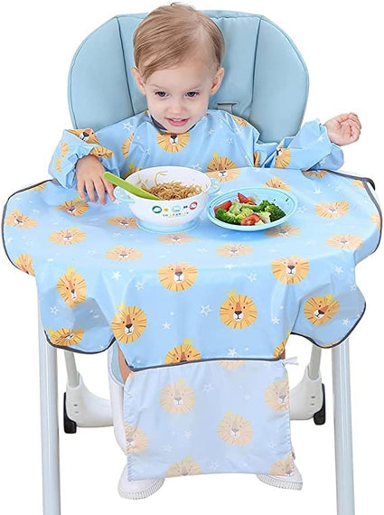 Weaning Bib, Baby Feeding Bibs Waterproof Anti Dirty, Long Sleeves Weaning Bibs, Attaches Fully Cover to Baby Highchair, For Baby 6-36 Months