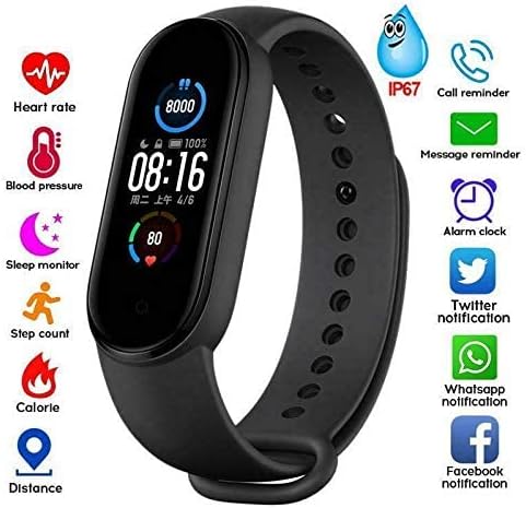 sadaf shaheen M6 Heart Monitor Rate 1.1in Color Screen with Waterproof Fitness Tracker Bluetooth 4.0 Conection Global Version - Black