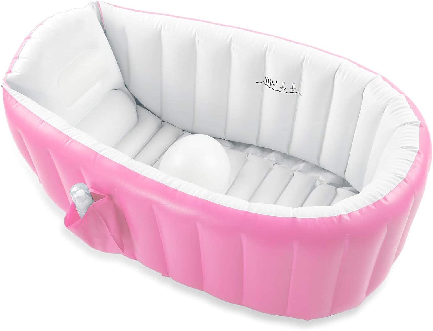 UUHOME Baby Inflatable Bathtub, Portable Infant Toddler Bathing Tub Non Slip Travel Bathtub Mini Air Swimming Pool Kids Thick Foldable Shower Basin with Air Pump (Pink)