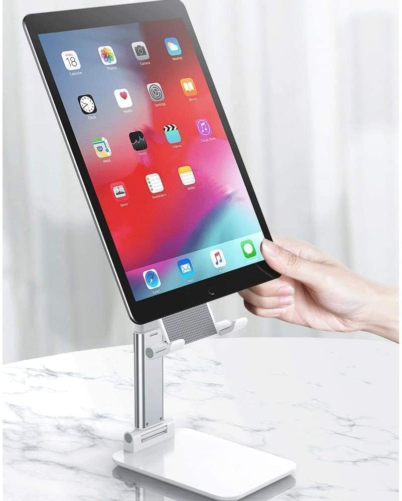 ECVV Foldable Mobile phone Stand Tablet Work area All-inclusive Convenient Rotatable Holder for iPhone, iPad Arouse, Nintendo Switch, Cell and up to 13" (White)