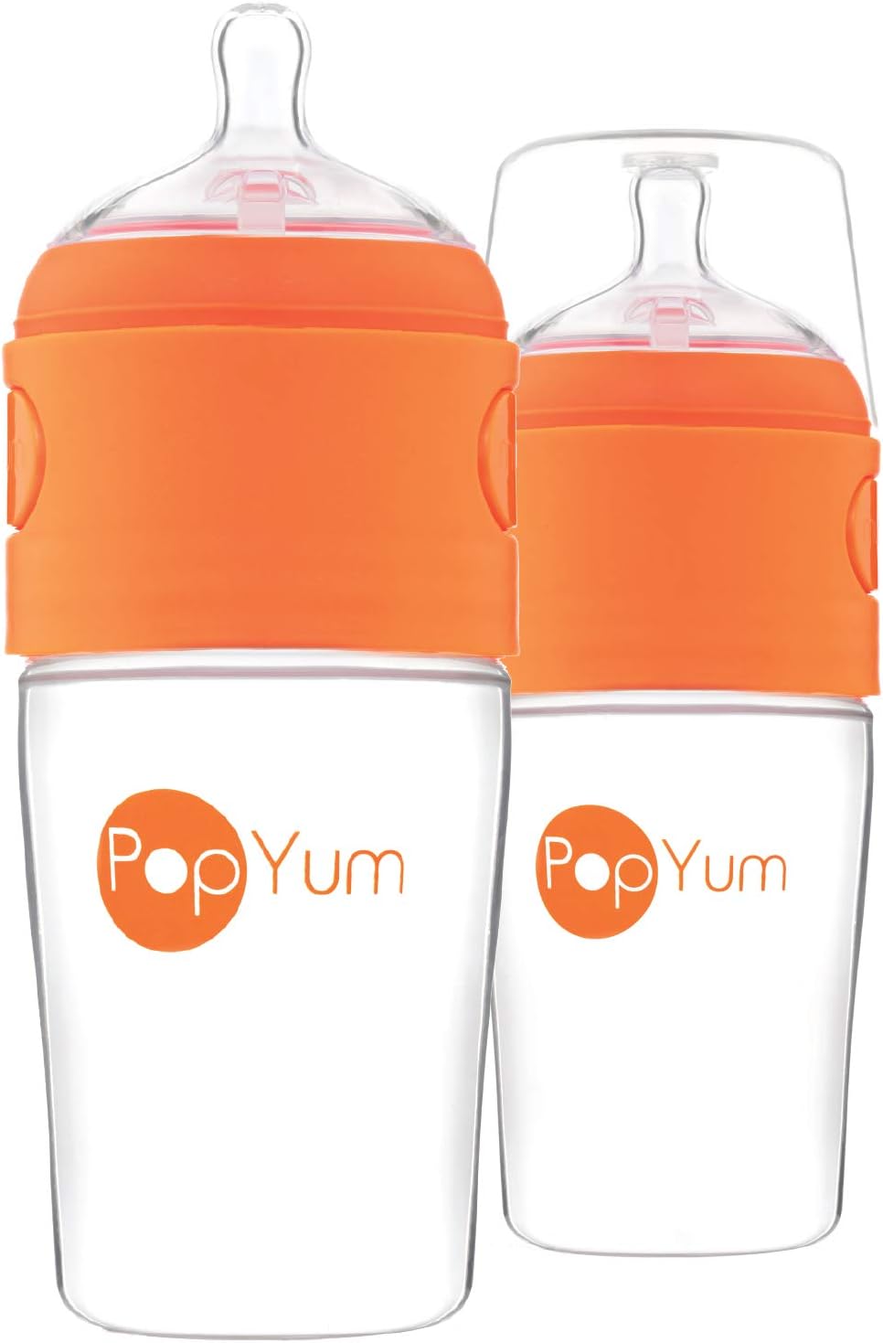 PopYum 150 ml Orange Anti-Colic Formula Making/Mixing/Dispenser Baby Bottles, 3-Pack (with #1 Nipples)