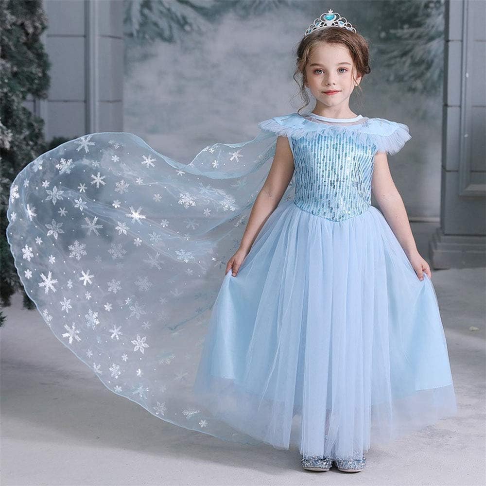 VanStar Snow Queen Costumes,Dress Girls Party Cosplay Girl Clothing Snow Queen Birthday Princess Dress Kids Costume Blue Costume With Accessory Set