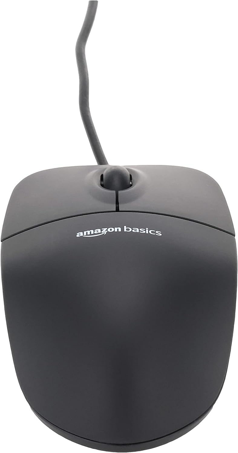 Button Wired USB Computer Mouse, Single, Black