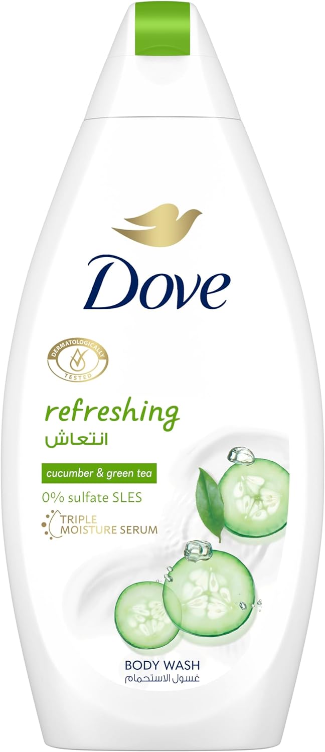 DOVE Go Fresh Refreshing Body Wash For skin nourishing, Cucumber and Green Tea, With moisture renew blend, 500ml