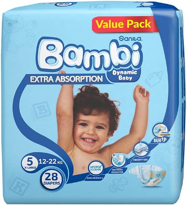 Sanita Bambi, Size 5, XL, 12-22 Kg, Super Box, 108 Diapers