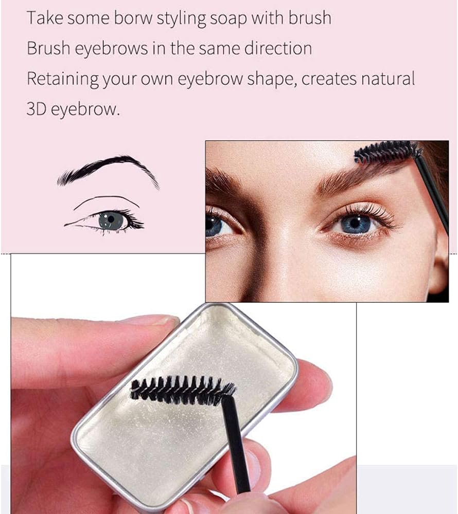 2 Pack Eyebrow Soap Kit, 4D Brows Gel Long Lasting Eyebrow Setting Gel Waterproof Eyebrow Makeup Balm Pomade Cosmetics (0.7 Ounce (Pack of 2))
