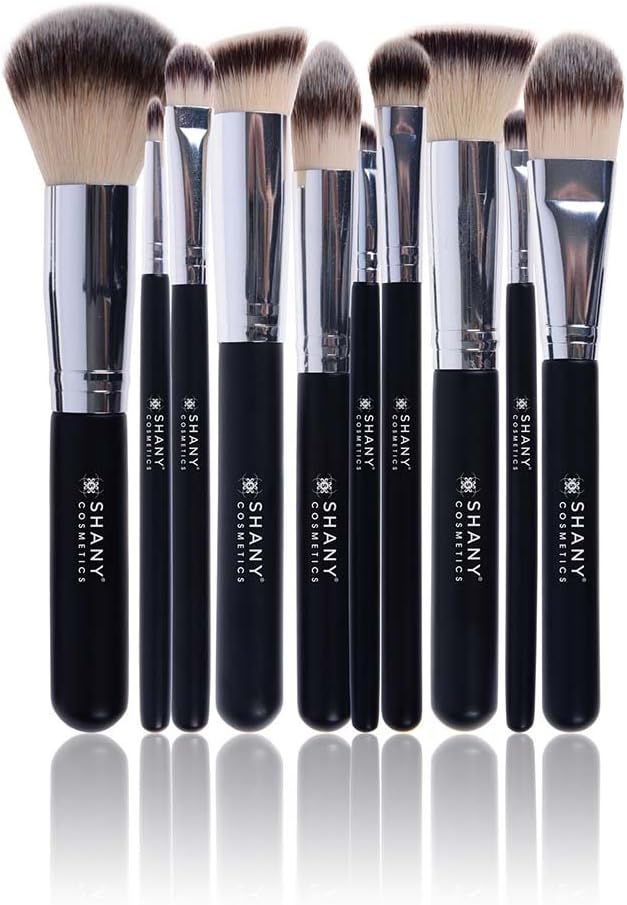 SHANY Black OMBRÉ Pro 10 PC Essential Brush Set with Travel Pouch