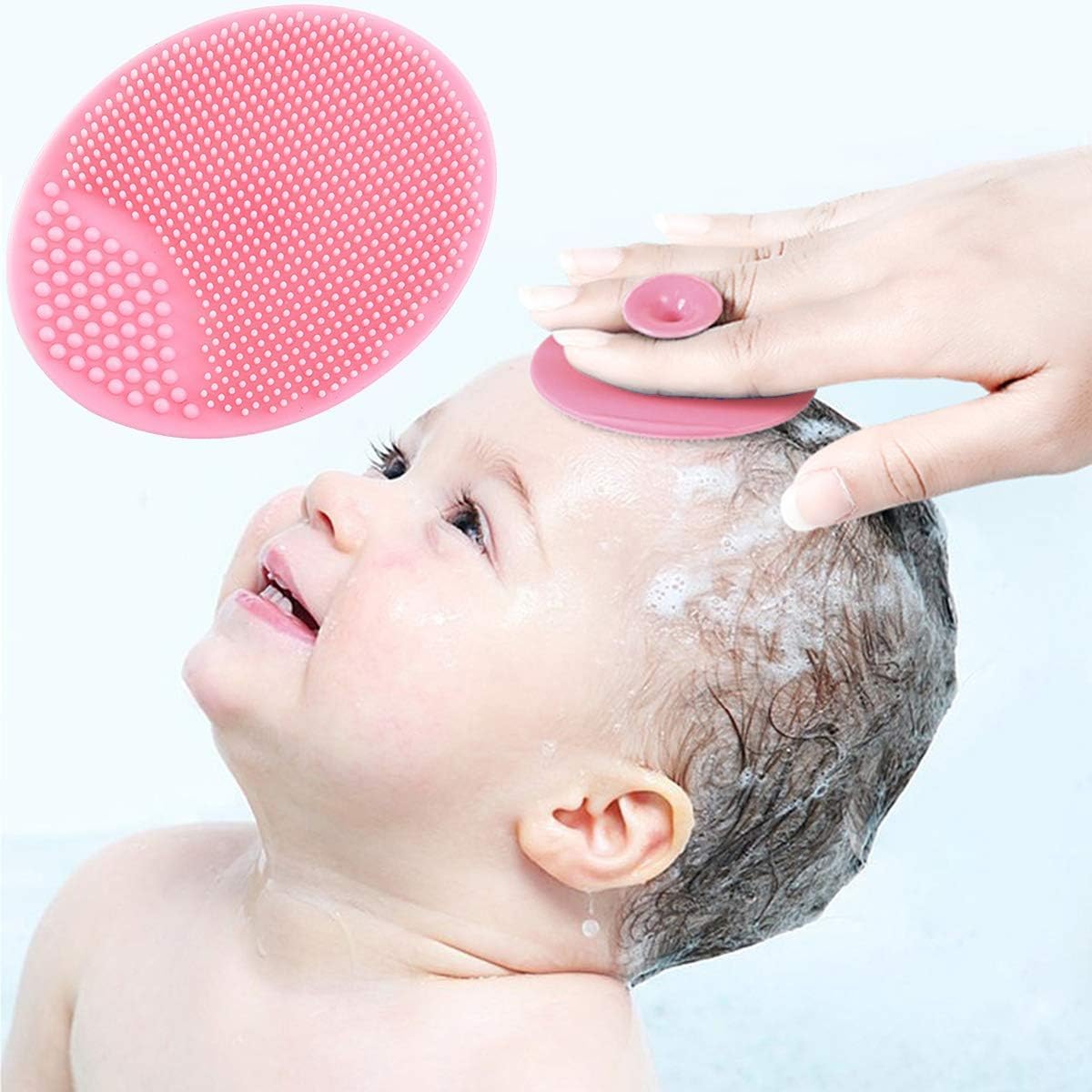 4 Pack Baby Bath Brush, Baby Cradle Cap Brush for Babies Newborns Premium Silicone Baby Scalp Scrubber Massage Exfoliator Brush Multifunctional Baby Bath Essentials